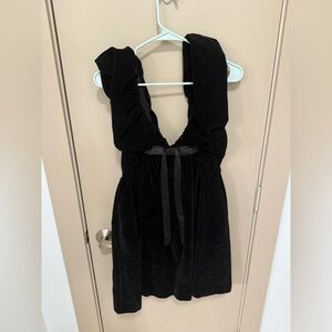 Anthropologie Endless Rose Velvet Bow Mini Dress NWT